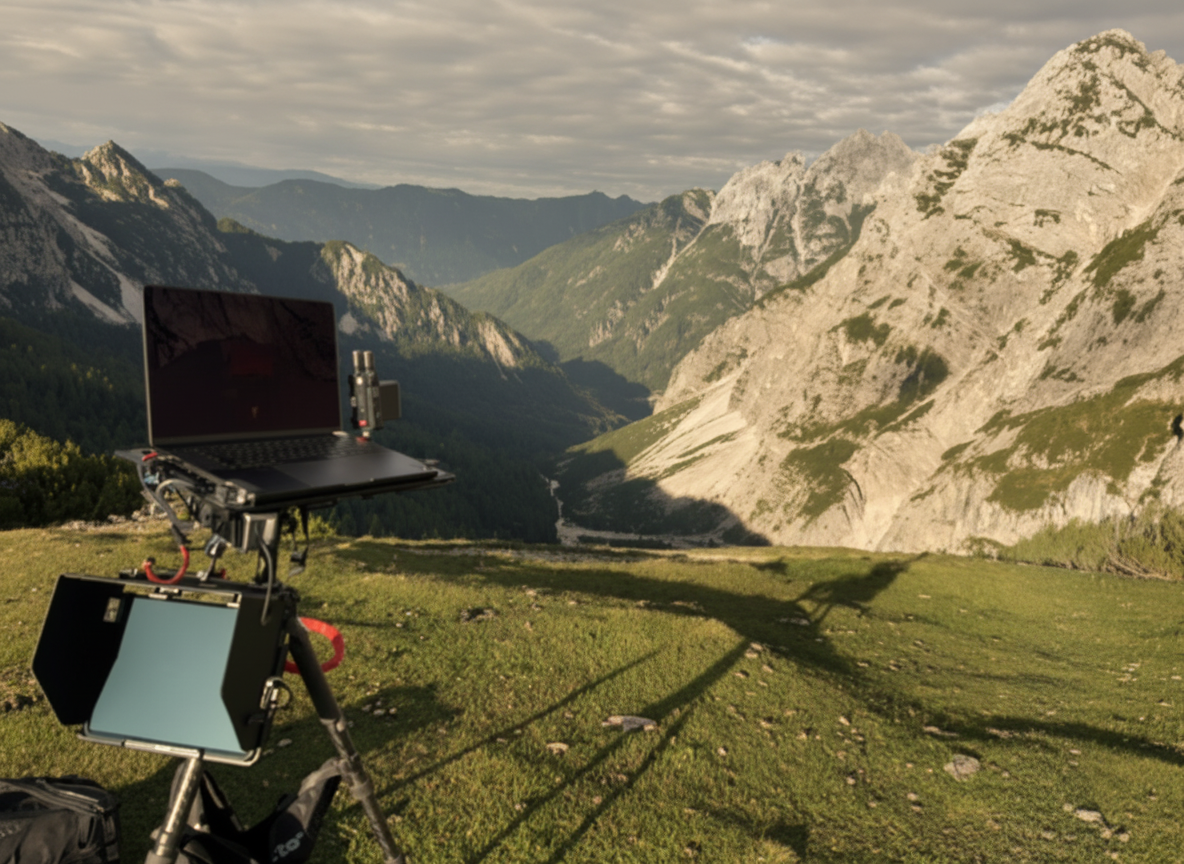 Digital station at alpine summit